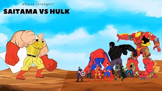 Hulk, Spiderman, Iron Man, Superman, Black Panther 2 Vs. Evolution Of Saitama Animation