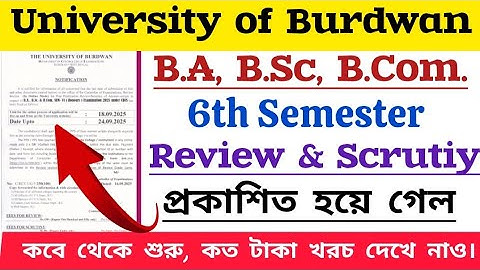 6th Semester B.A./B.Sc./B.Com. Review & Scrutiny notice 2025 burdwan University 
