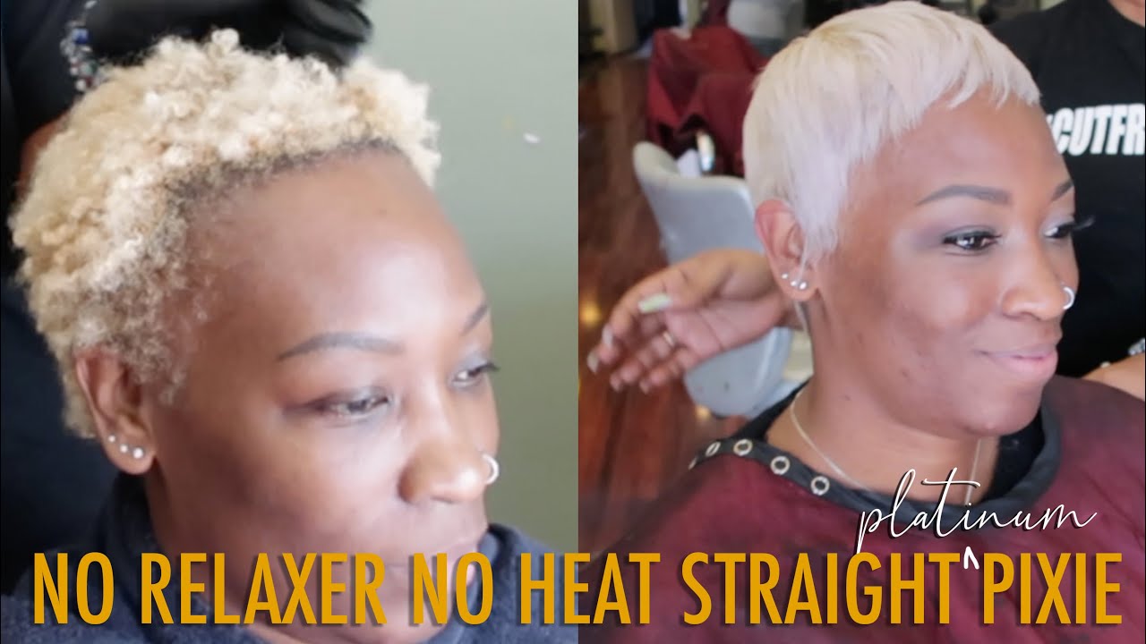 No Relaxer No Heat Straight Platinum Pixie | Jasmine Ashley - YouTube