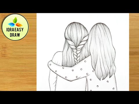 Pencil drawing of two sisters step by step for Beginners || sisters Drawing|| Pencil Sketch