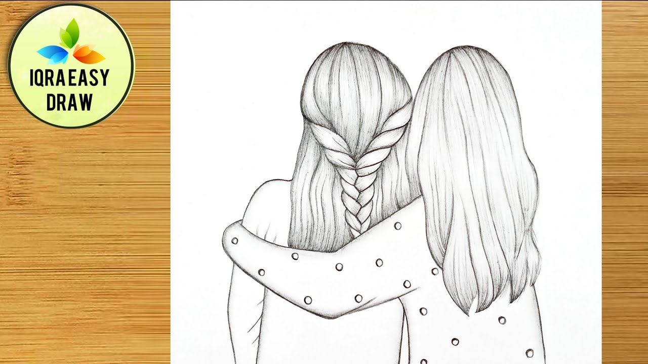 Pencil drawing of two sisters step by step for Beginners  sisters Drawing  Pencil Sketch  YouTube