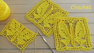 Очаровательный КВАДРАТНЫЙ МОТИВ &quot;Бабочка&quot; ВЯЗАНИЕ КРЮЧКОМ  Crochet motif tutorial patterns