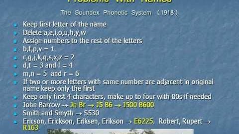Mathematical Problems with Names: The Soundex Phonetic System - John Barrow Gresham lecture