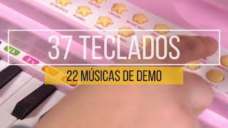 PIANO TECLADO ROSA INFANTIL + MICROFONE + BANQUINHO - MC4215