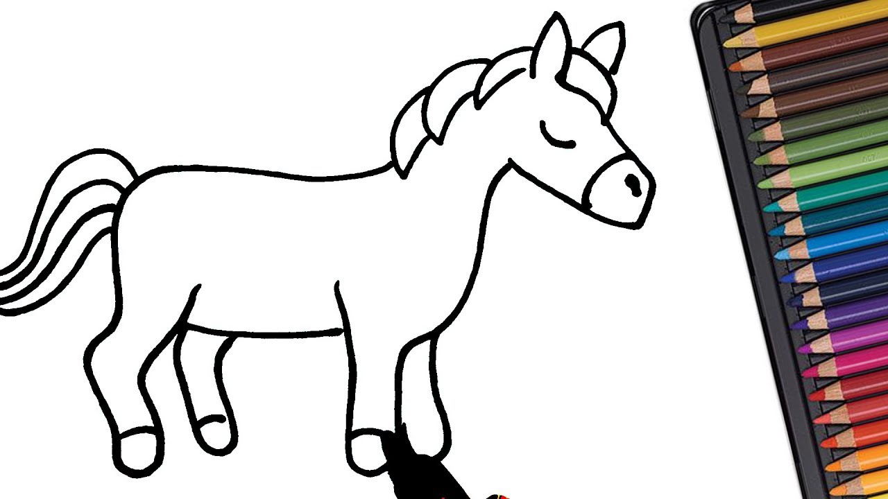 How to draw a Horse for kids Easy drawings YouTube