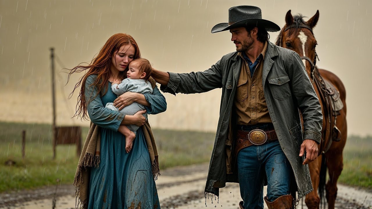 She Was Crying In The Rain With A Baby In Her Arms, Until A Cowboy Lifted Them Onto His Horse
