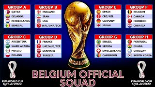 Belgiyaning JCH-2022 uchun yakuniy tarkibi - Azar, de Bryuyne, Lukaku, Kurtua.