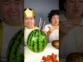 Spicy Noodle, Gimbap and Random food in watermelon 🍉 🍜 Mukbang ASMR #shrots
