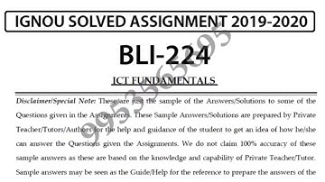 BLI-224 Solved Assignment 2019-20