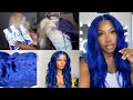 HOW TO: Ocean BLUE Hair Tutorial | From BLONDE to ocean BLUE | Lou xoxo