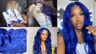 HOW TO: Ocean BLUE Hair Tutorial | From BLONDE to ocean BLUE | Lou xoxo