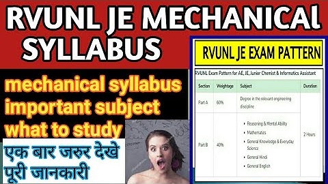 rvunl je mechanical engineering syllabus,,,,vidhut vibhag technical syllabus,,exam-pattern. #rvunl