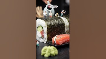 Tiny Chefs Build Giant Sushi Roll in a Futuristic Japanese Kitchen! #food #asmr #foodie