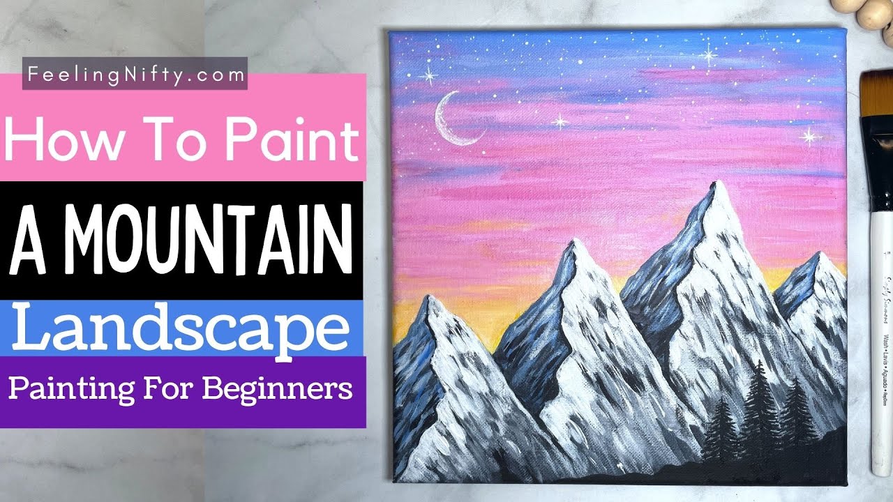 Painting a Mountain Range Scene at Sunset with Poscas. 