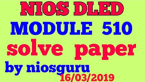 NIOS DLED  510 SOLVE PAPER