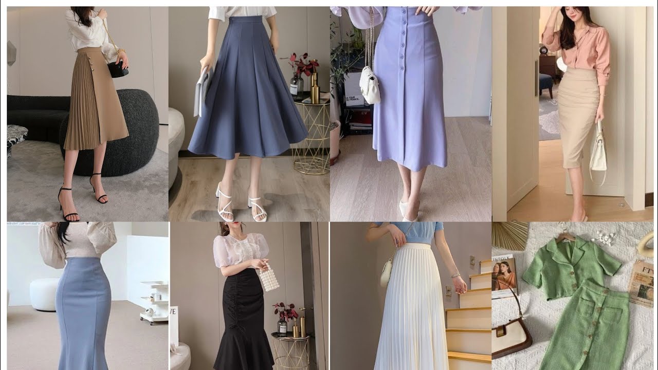 Long Skirt Outfit Ideas | Korean Dress Styles for girls || Cute Korean  Skirts |Korean Outfit Ideas