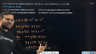 be two relations defined on | 27 july 2022 shift 1 JEE MAIN PYQ