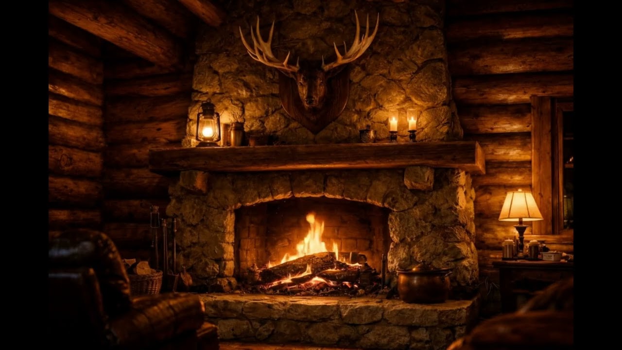 Cozy Cabin Fireplace 🔥 10 Hours Real Fire Sounds for Sleep & Relaxation