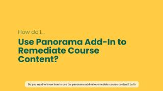How to Use the Panorama Add-In
