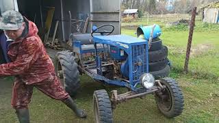 подготовка и вспашка  поля  к зиме, самодельный трактор в деле.
