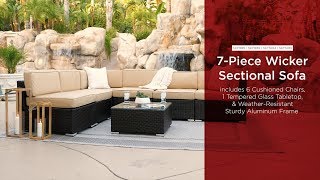 SKY1926 SKY1939 SKY5054 SKY5055 7-Piece Wicker Sectional Sofa