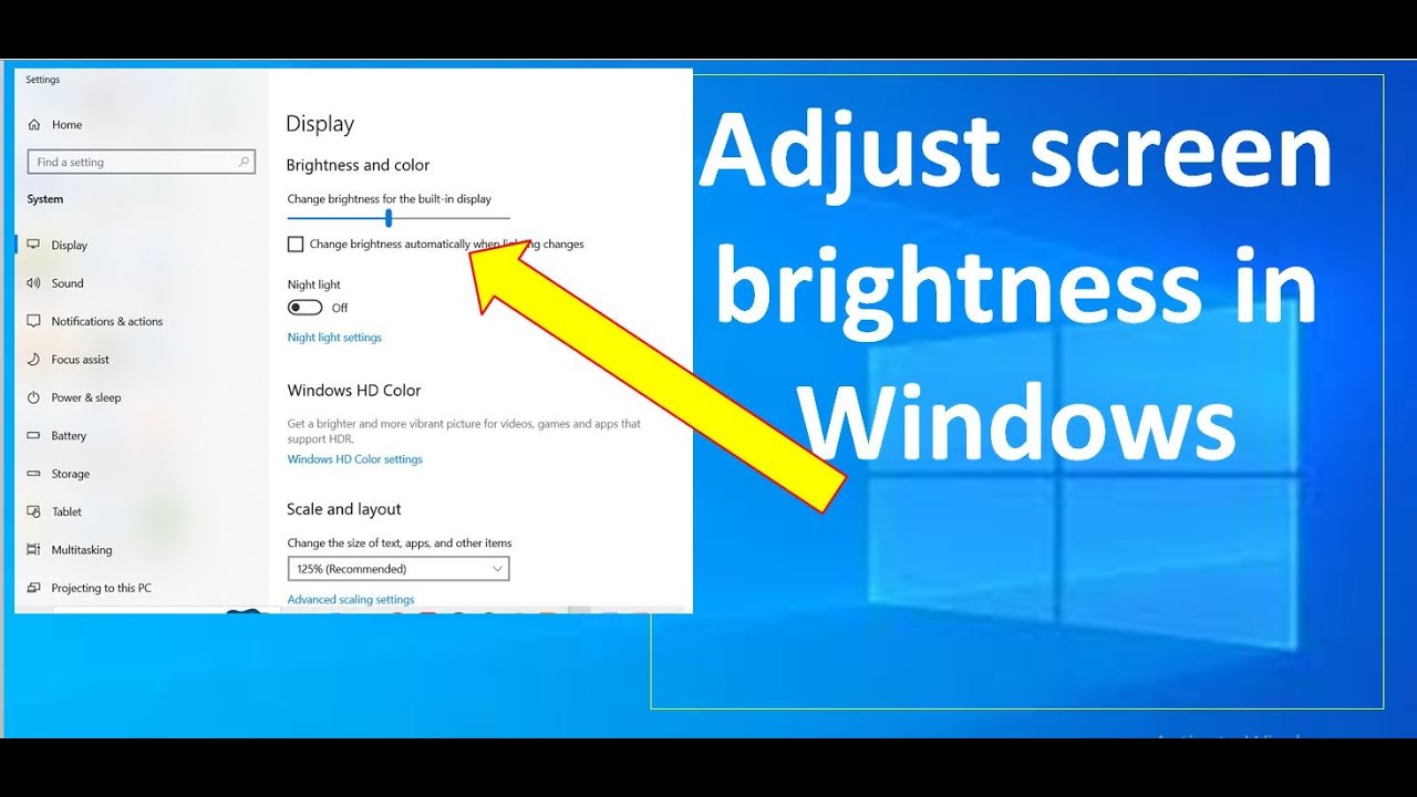 How To Adjust Screen Brightness In Windows 10 Youtube