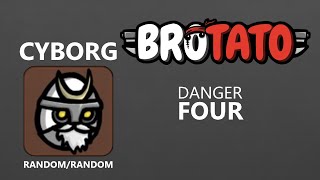 Brotato - Cyborg (Danger 4) with double barrel shotguns and minigun