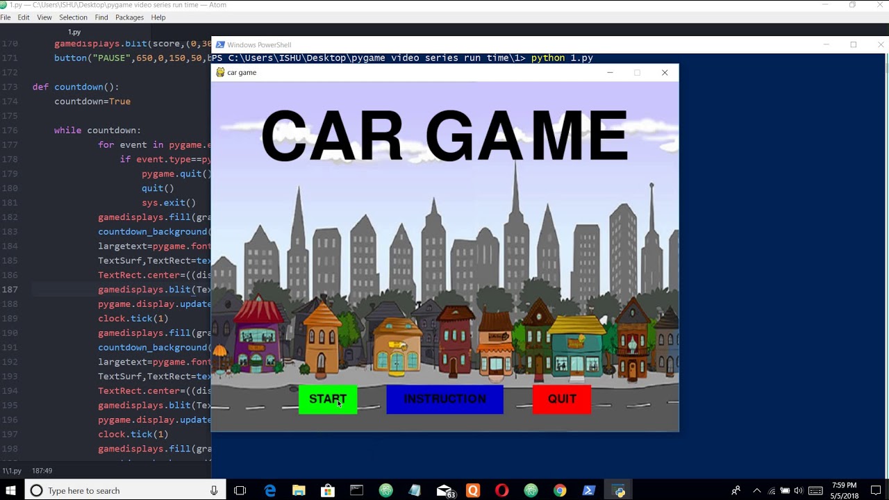 python pygame (game development) video 10 countdown function - YouTube