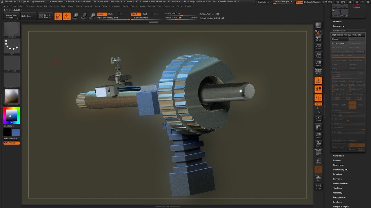 LEGIT134 Live Stream Zbrush4R7 ZModeler Gun