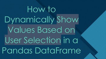 How to Dynamically Show Values Based on User Selection in a Pandas DataFrame