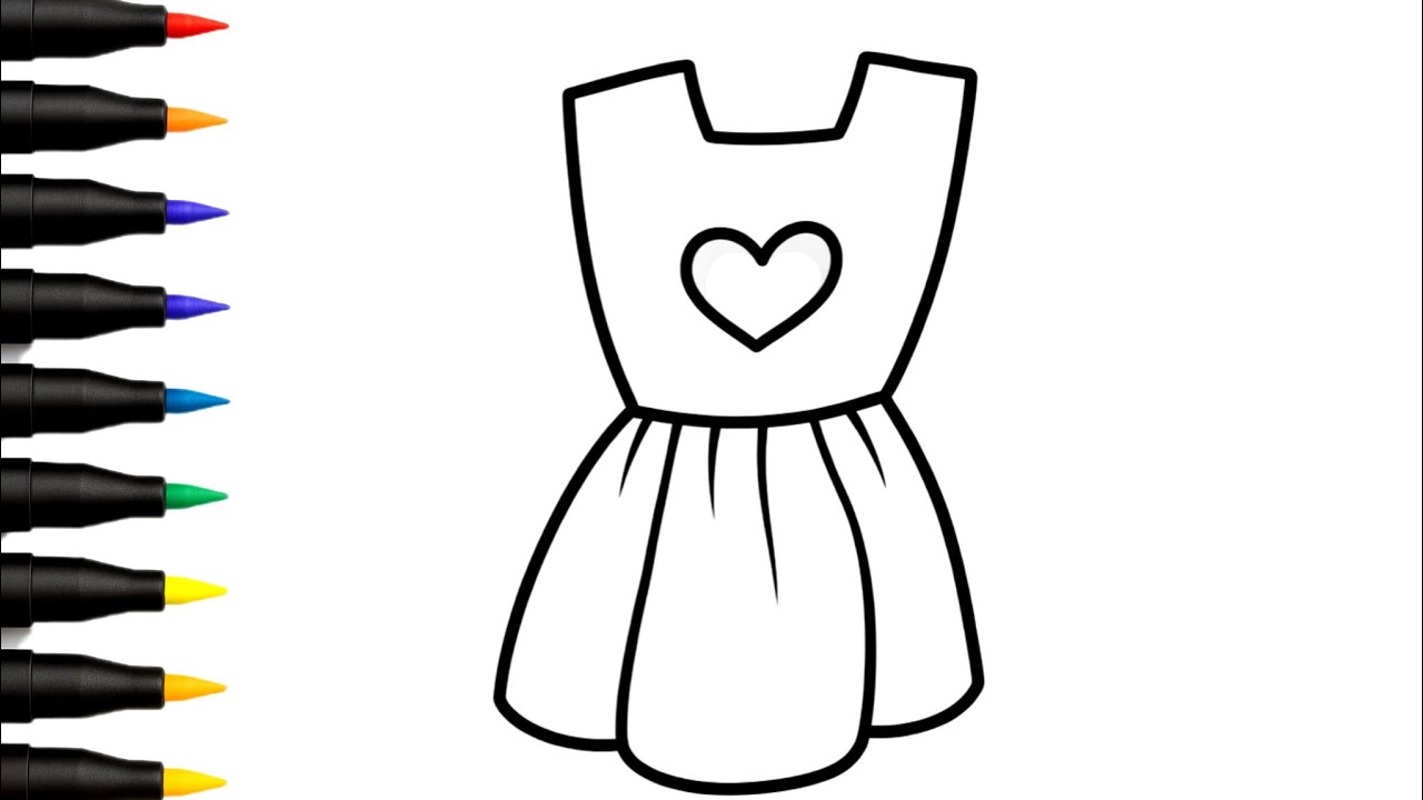 How to Draw a Frock | Easy Frock Drawing for Kids | Cute Dress Drawing |Beautiful Frock Step by Step