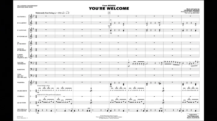 You're Welcome (from Moana) Lin-Manuel Miranda/arr...