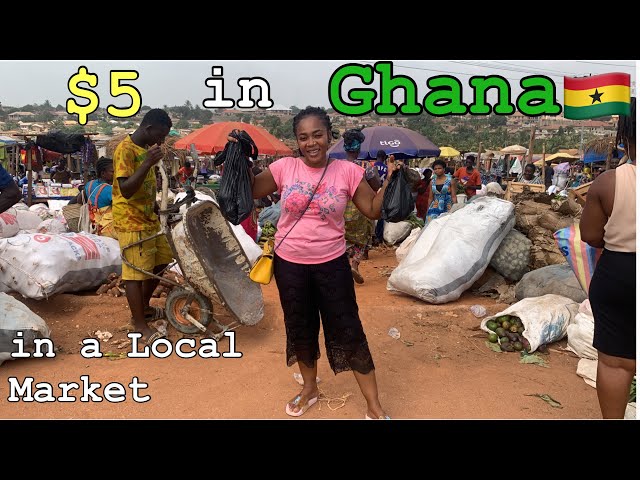 What $ 5 can GET you in a GHANA MARKET || COST of Living on BUDGET || WEST AFRICA Sunyani class=