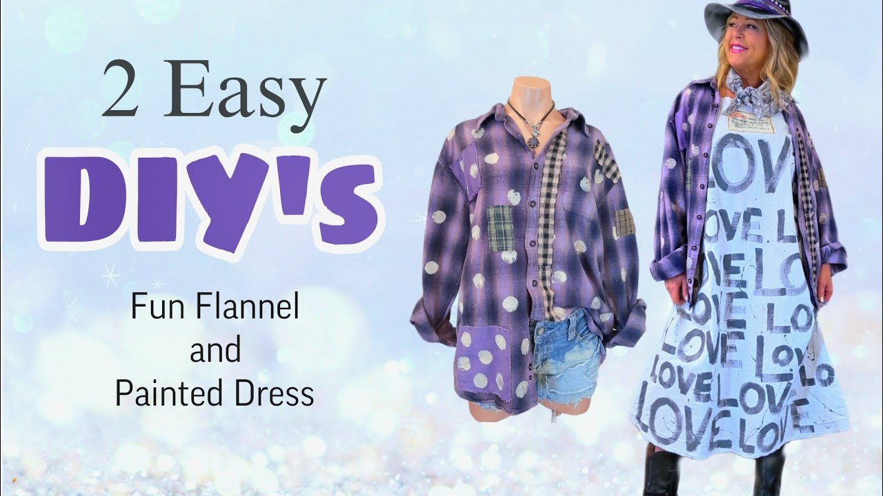 TWO DIY'S! Jazz Up An Old Flannel and Make An Edgy Dress By Painting An Old Nighgtown