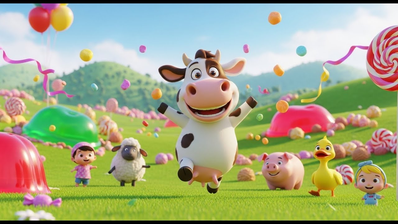 Moo Moo Cow and Friends Dance on a Candy Jell 🍭🐄 | Fun Animal Dance & Sweet Song for Kids
