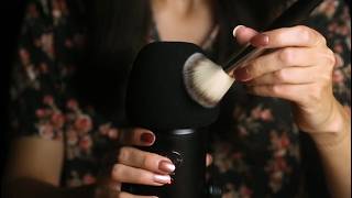 ASMR Mic Brushing and Rain - Brushing Your Brain with Makeup Brushes (No Talking)