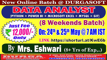 DATA ANALYST (8 Weekends Batch) Online Training @ DURGASOFT