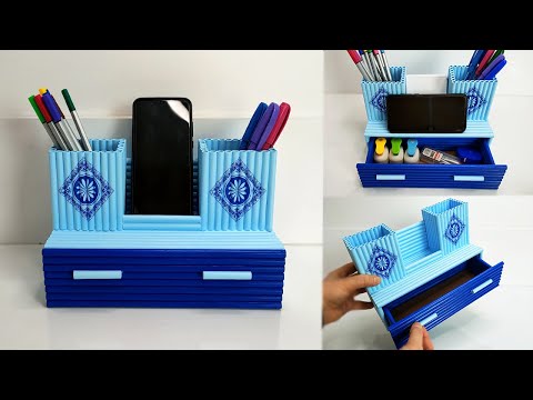 DIY - Making Desktop Organizer with  Waste Paper | Pen Holder Organizer | Paper