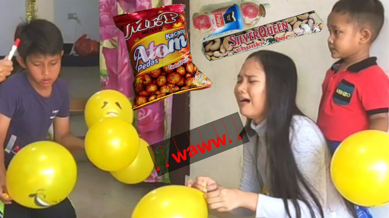 PENUH HADIAH KEREN Aza Anak 2 Tahun bersama Kaka dan Abg Lomba Tiup Balon dipandu mama