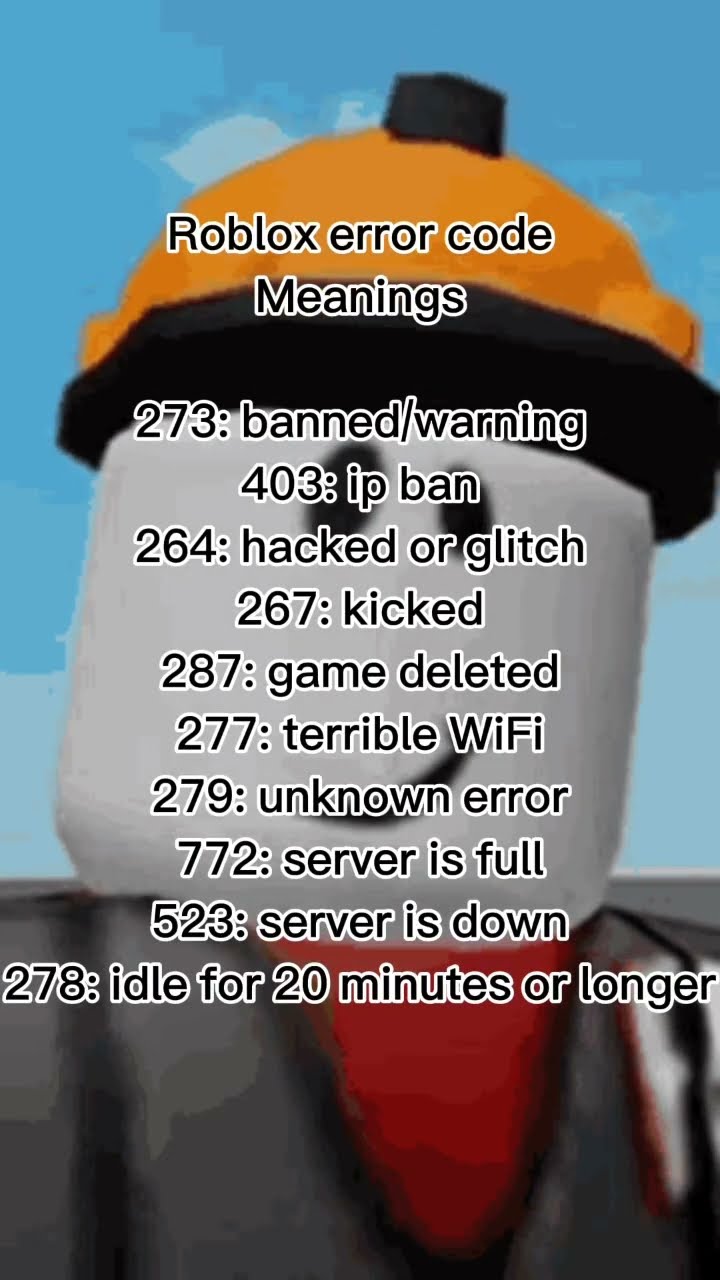 Roblox Error Code Meanings YouTube Roblox Error Code Meanings YouTube
