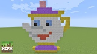 How To Build Mrs Potts Tea Pot from Beauty and the Beast Movie Pixel Art In Minecraft