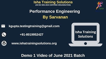 Performance Engineering Demo 1 Video 18th June. Pls contact/WhatsApp us on +91-8019952427 to enroll