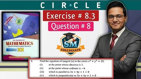 Exercise # 8.3 | Question 8 | Circle | Chapter # 8 | Class 12 | Karachi/Sindh board..