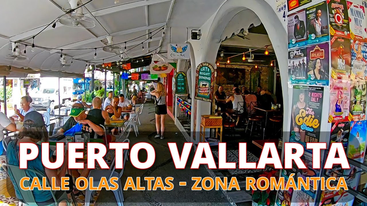 Calle Olas Altas, Zona Romántica, Puerto Vallarta, Jalisco, México (Recorrido Completo)
