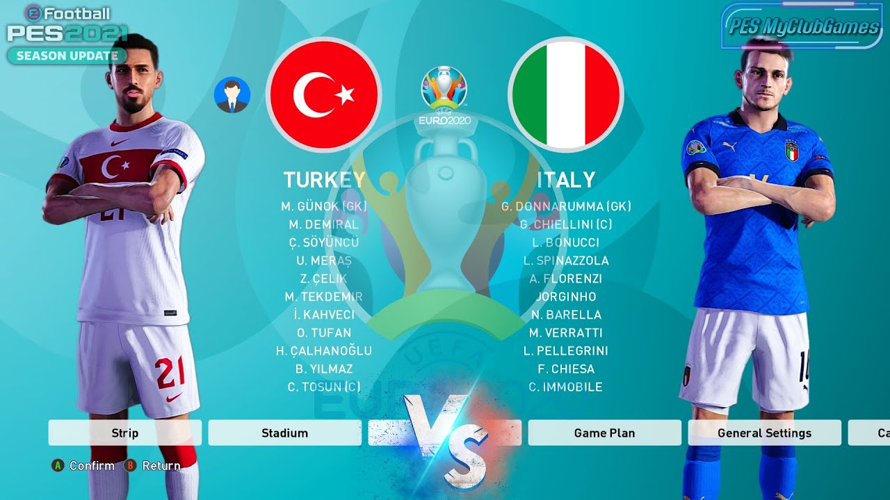 PES 2021 - UEFA EURO 2020 OPENING GAME | TURKEY VS ITALY FULL MATCH