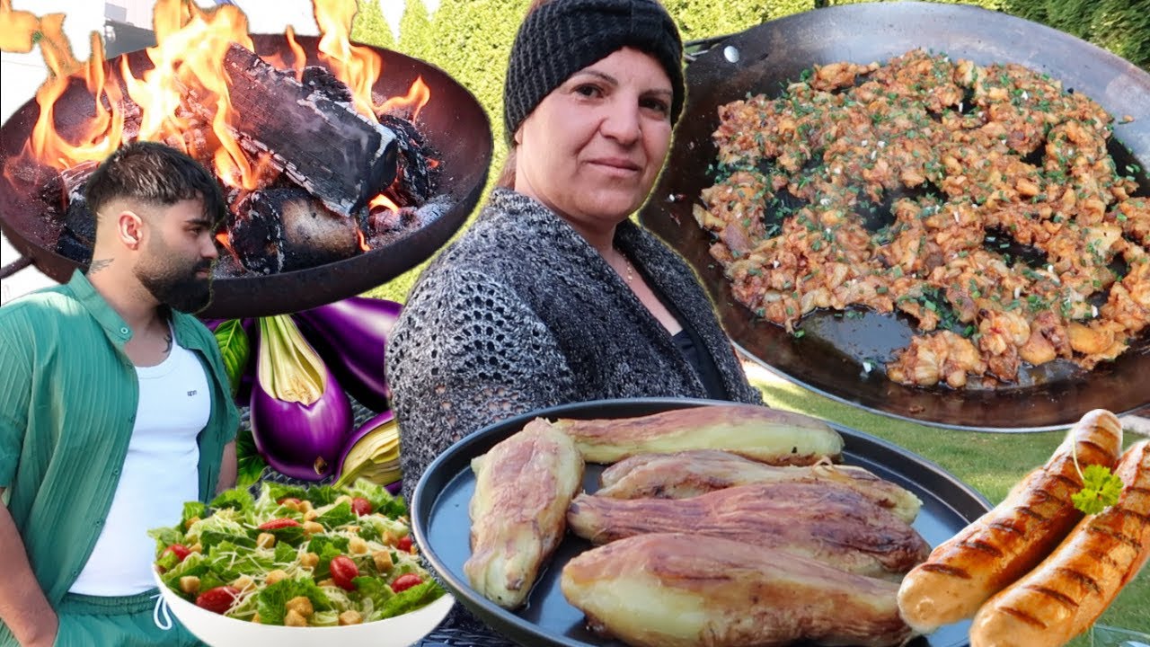 GEGRILLTE AUBERGINEN IN DER PFANNE MIT DER GANZEN FAMILIE | Rami.K