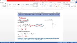 Response of R & L and C Element to a Sinusoidal voltage and current (د.جبار رحيم )