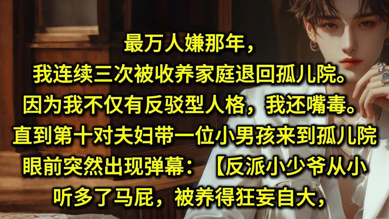 最万人嫌那年，我连续三次被收养家庭退回孤儿院。因为我不仅有反驳型人格，我还嘴毒。直到第十对夫妇带着一位小男孩来到孤儿院。眼前突然出现弹幕：【反派小少爷从小听多了马屁，被养得狂妄自大，谁敢反驳他一句，