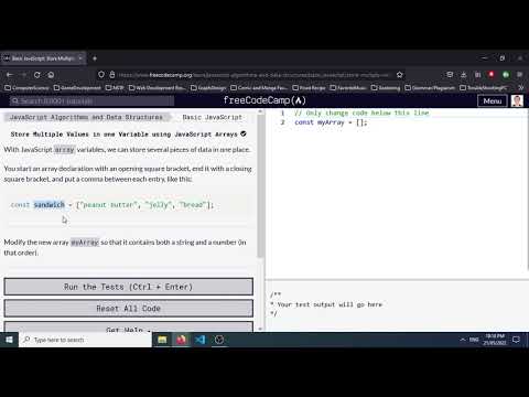 Day29.1 May21 Store Multiple Values In One Variable Using JavaScript Arrays