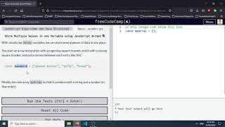 Day29.1 May21 Store Multiple Values In One Variable Using JavaScript Arrays